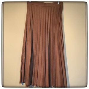 ZARA pleated midi skirt in brown